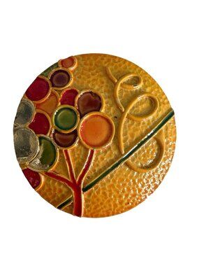Vintage ART Signed Enamel Floral Brooch Gold Tone Mid Century Flower Pin 2 Inch